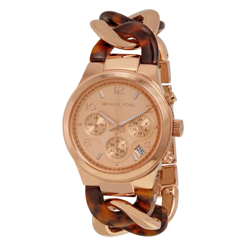 Rose Gold-tone Dial Tortoise Twist Chain Link Watch